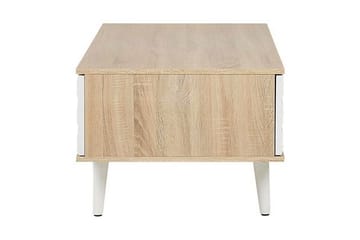 Swanea Sofabord 120 cm med Oppbevaring Skåp + Hylle - Lysebrun/Hvit - Møbler - Bord - Sofabord