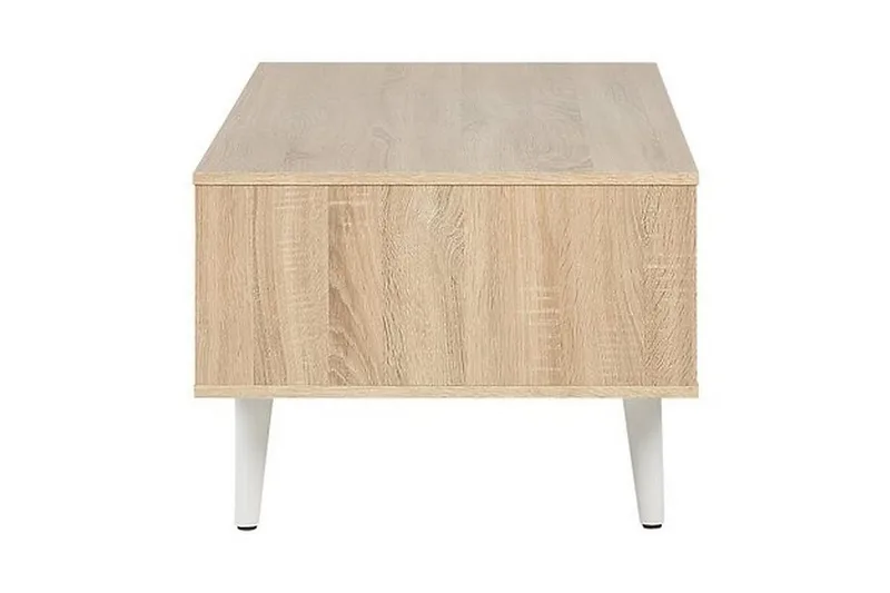 Swanea Sofabord 120 cm med Oppbevaring Skåp + Hylle - Lysebrun/Hvit - Møbler - Bord - Sofabord