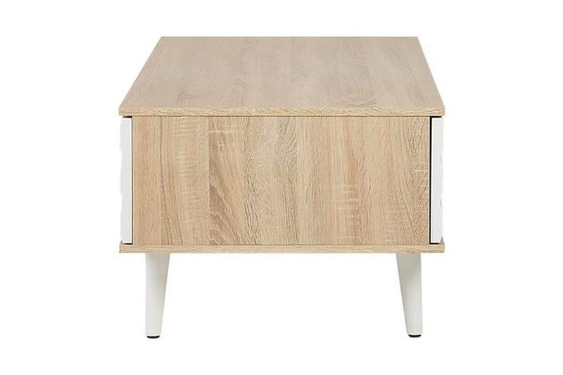 Swanea Sofabord 120 cm med Oppbevaring Skåp + Hylle - Lysebrun/Hvit - Møbler - Bord - Sofabord