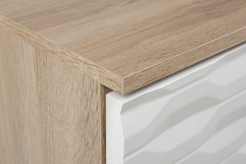 Swanea Sofabord 120 cm med Oppbevaring Skåp + Hylle - Lysebrun/Hvit - Møbler - Bord - Sofabord