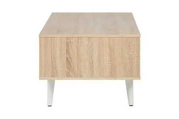 Swanea Sofabord 120 cm med Oppbevaring Skåp + Hylle - Lysebrun/Hvit - Møbler - Bord - Sofabord
