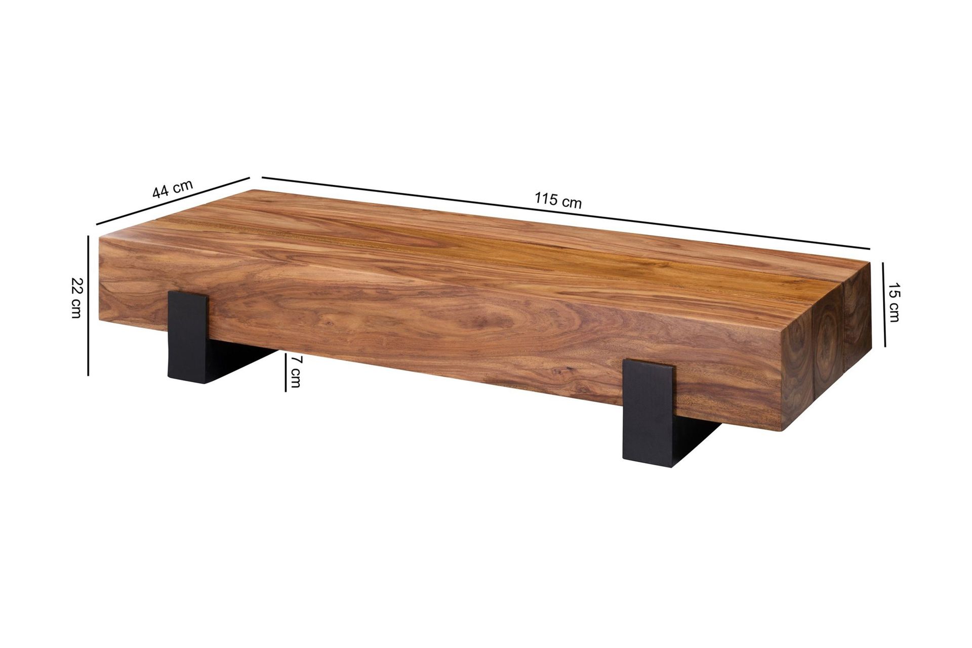 Taquanna Sofabord 115 cm Rundt - Massivt Tre/Brun/Svart - Møbler - Bord - Sofabord
