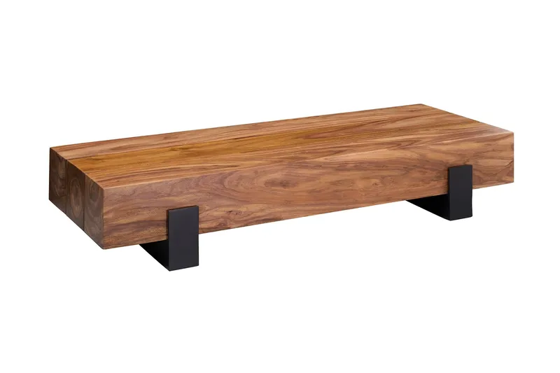 Taquanna Sofabord 115 cm Rundt, Massivt Tre/Brun/Svart