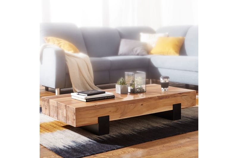 Taquanna Sofabord 130 cm Rundt - Akacia/Brun/Svart - Møbler - Bord - Sofabord