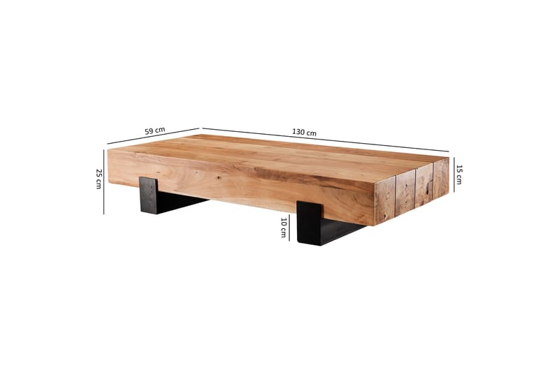 Taquanna Sofabord 130 cm Rundt - Akacia/Brun/Svart - Møbler - Bord - Sofabord