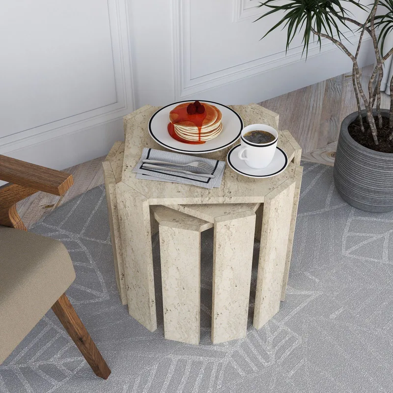 Tatil settbord 38 cm - Travertin - Møbler - Bord - Sofabord - Kistebord