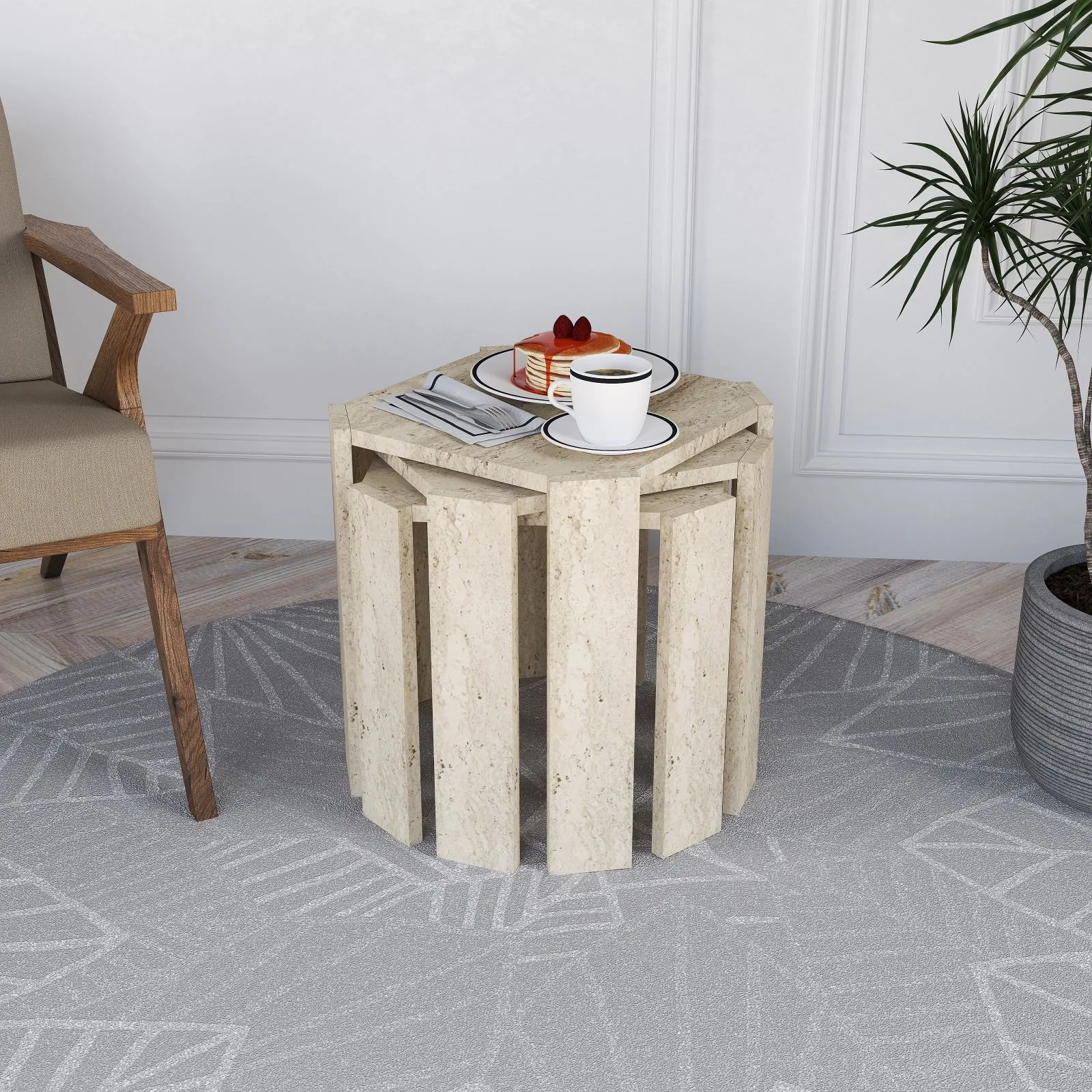 Tatil settbord 38 cm - Travertin