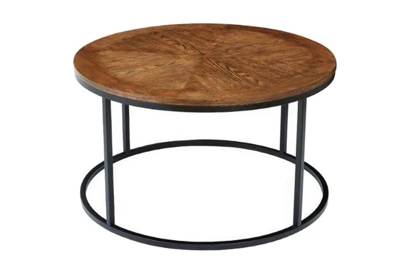 Tawan Sofabord 85 cm Rundt, Mørke Eikefiner/Brun