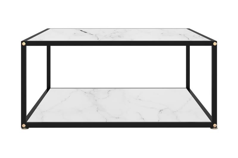 Tebord hvit 80x80x35 cm herdet glass - Hvit - Sofabord