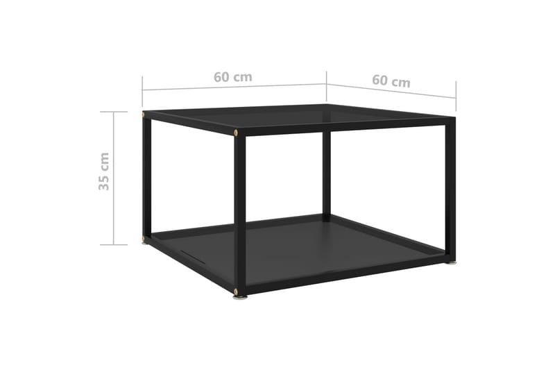 Tebord svart 60x60x35 cm herdet glass - Svart - Sofabord