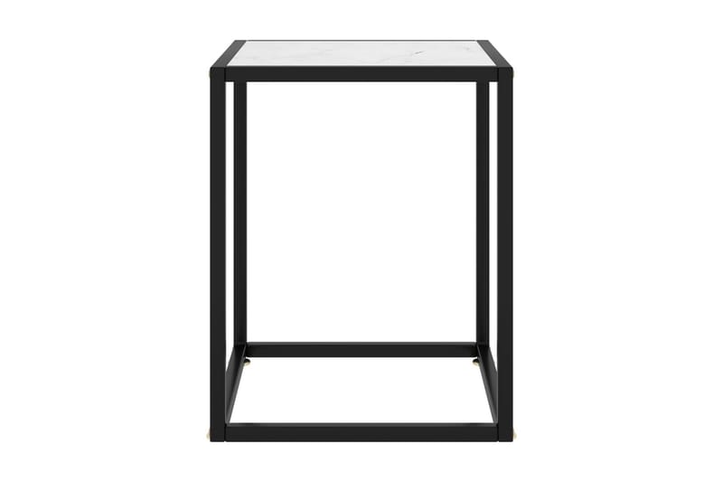 Tebord svart med hvitt marmorglass 40x40x50 cm - Svart - Sofabord