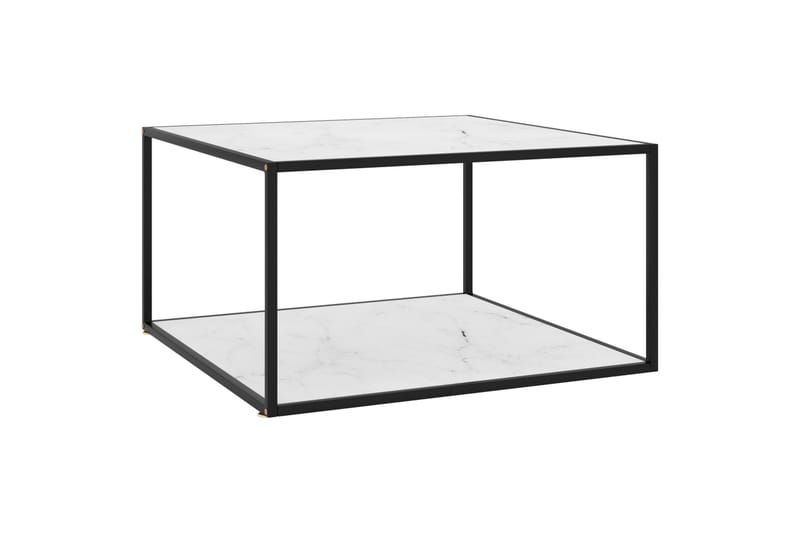 Tebord svart med hvitt marmorglass 90x90x50 cm - Svart - Møbler - Bord - Sofabord
