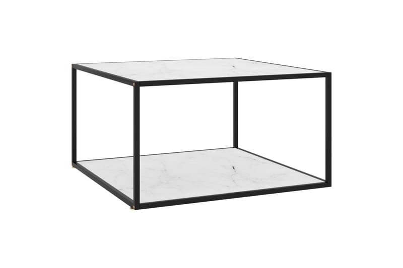 Tebord svart med hvitt marmorglass 90x90x50 cm - Svart - Sofabord