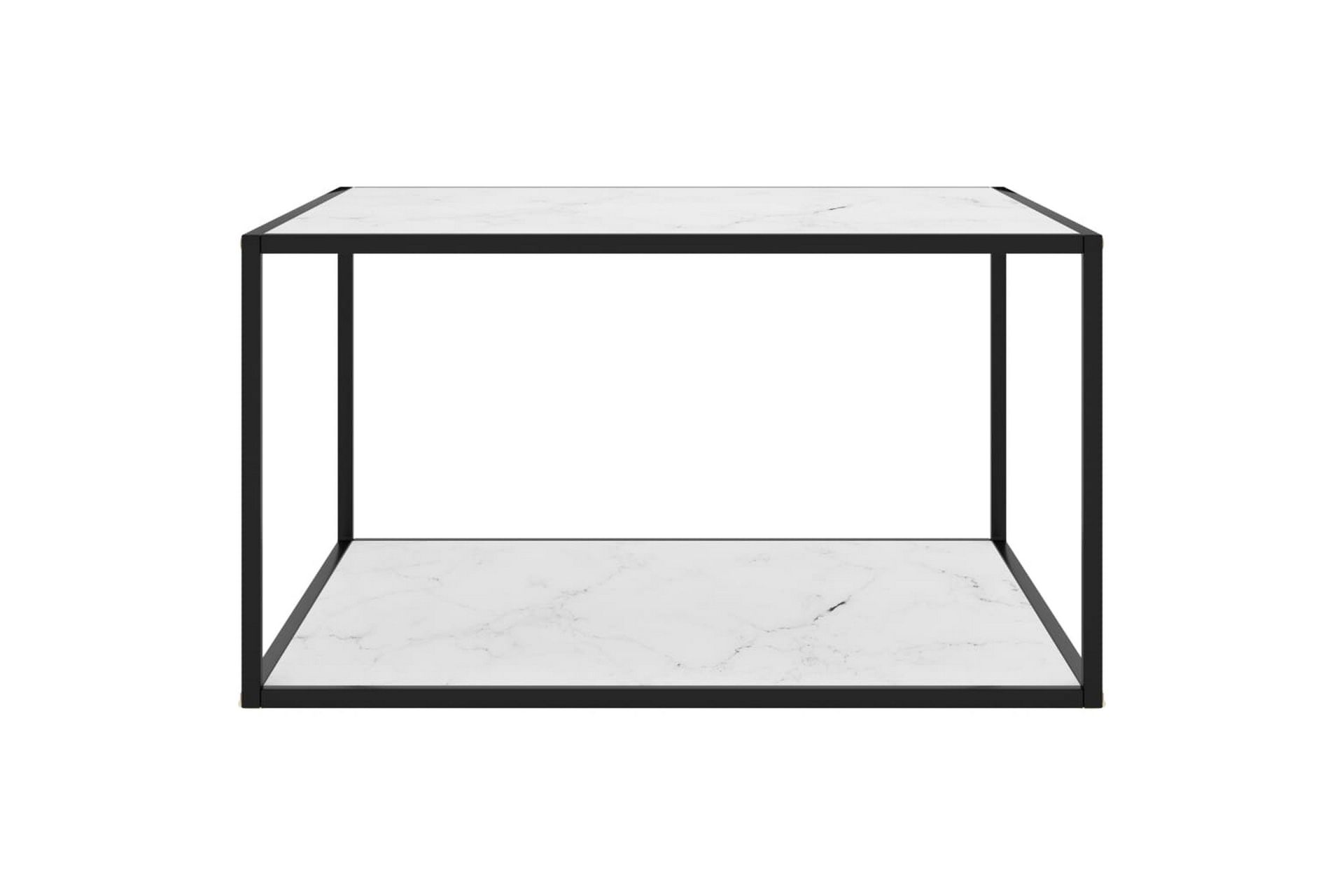 Tebord svart med hvitt marmorglass 90x90x50 cm - Svart - Møbler - Bord - Sofabord
