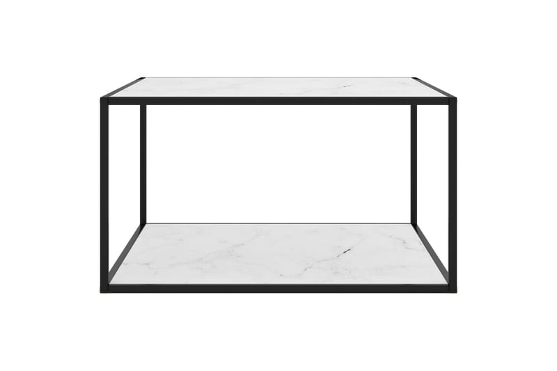 Tebord svart med hvitt marmorglass 90x90x50 cm - Svart - Møbler - Bord - Sofabord