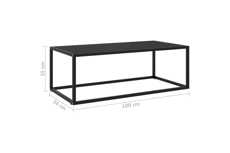 Tebord svart med svart glass 100x50x35 cm - Svart - Møbler - Bord - Sofabord
