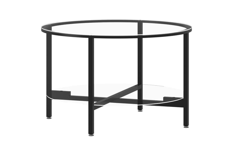Tebord svart og gjennomsiktig 70 cm herdet glass - Svart - Møbler - Bord - Sofabord
