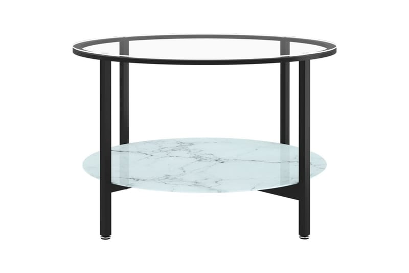 Tebord svart og hvit marmor 70 cm herdet glass - Svart - Sofabord