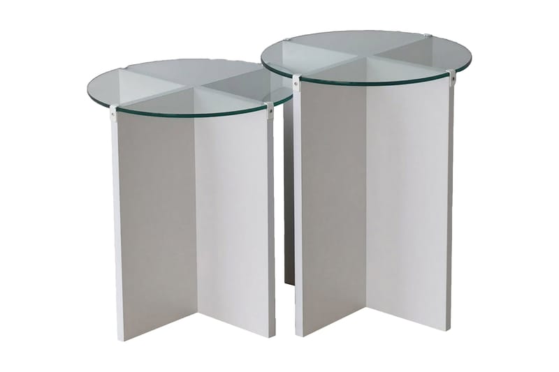 Teratio Settbord 60x40x60 cm Rundt - Hvit - Møbler - Bord - Sofabord