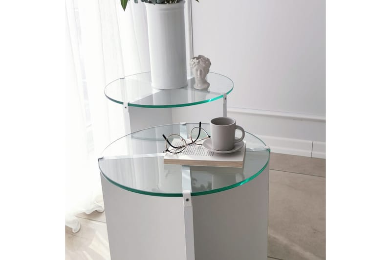 Teratio Settbord 60x40x60 cm Rundt - Hvit - Møbler - Bord - Sofabord