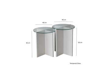 Teratio Settbord 60x40x60 cm Rundt - Hvit - Møbler - Bord - Sofabord