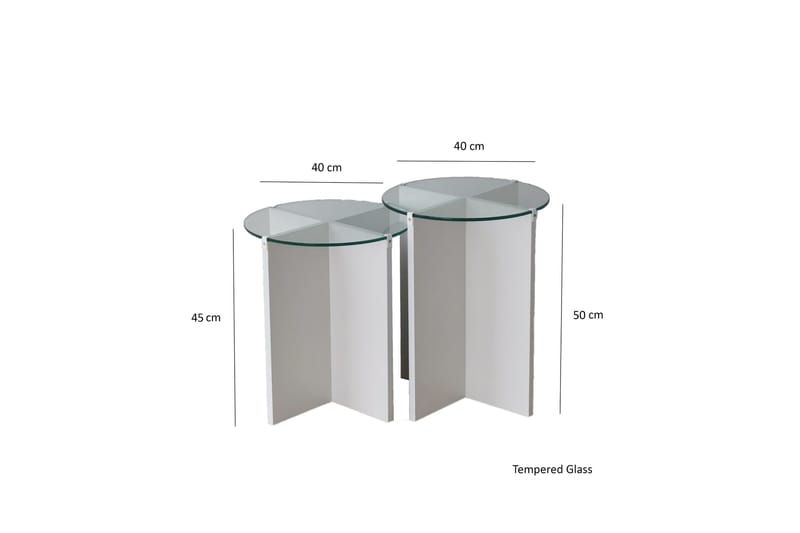 Teratio Settbord 60x40x60 cm Rundt - Hvit - Møbler - Bord - Sofabord