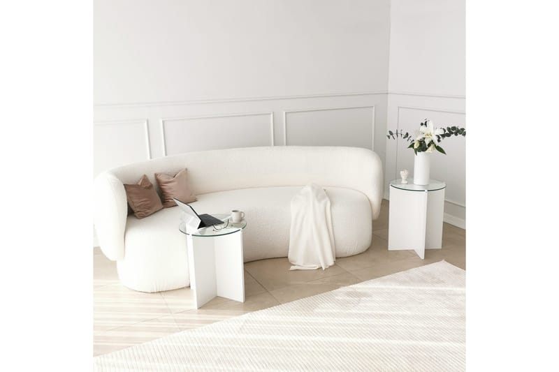 Teratio Settbord 60x40x60 cm Rundt - Hvit - Møbler - Bord - Sofabord