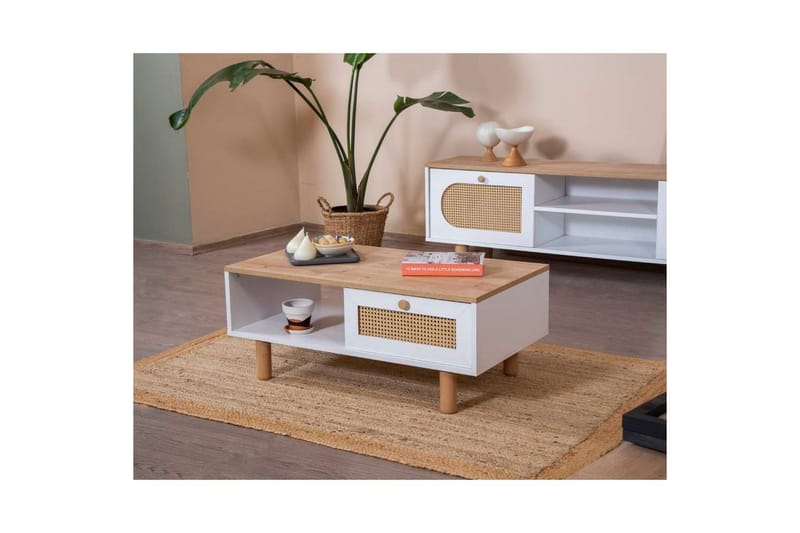 Sofabord Terra Hvit / Eik - Hvit - Møbler - Bord - Sofabord