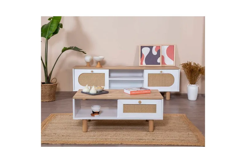 Sofabord Terra Hvit / Eik - Hvit - Møbler - Bord - Sofabord