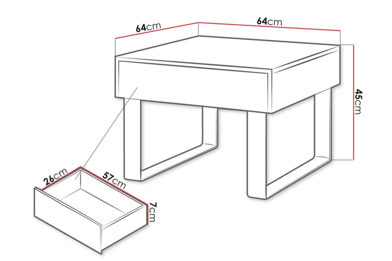 Tessan Sofabord Litet 64 cm med Oppbevaringsskuff - Svart - Møbler - Bord - Sofabord