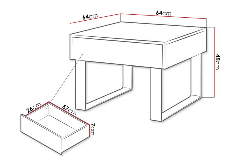 Tessan Sofabord Litet 64 cm med Oppbevaringsskuff - Svart - Møbler - Bord - Sofabord - Sofabord med oppbevaring