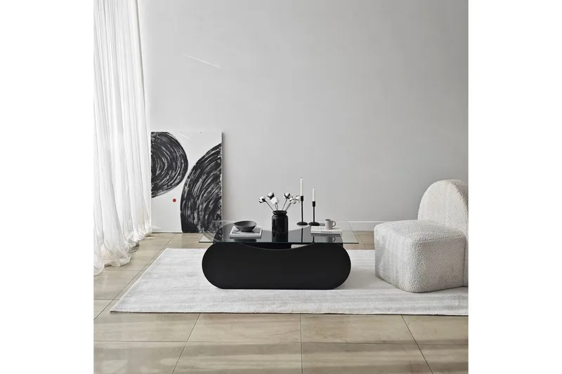 Sofabord Tevrin Svart / Transparent - Svart / Transparent - Møbler - Bord - Sofabord