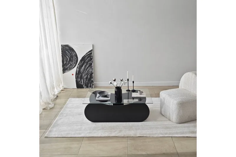 Sofabord Tevrin Svart / Transparent - Svart / Transparent - Møbler - Bord - Sofabord