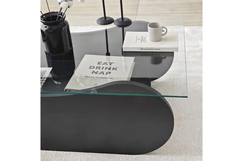 Sofabord Tevrin Svart / Transparent - Svart / Transparent - Møbler - Bord - Sofabord