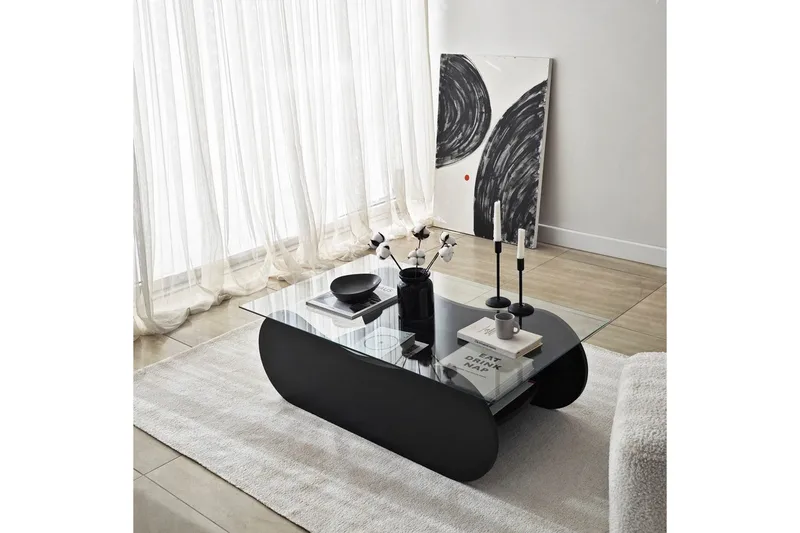 Sofabord Tevrin Svart / Transparent - Svart / Transparent - Møbler - Bord - Sofabord