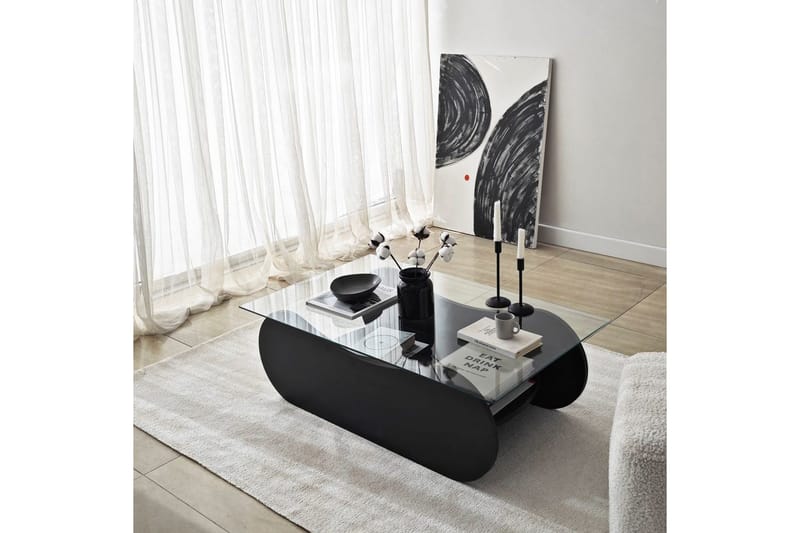 Sofabord Tevrin Svart / Transparent - Svart / Transparent - Møbler - Bord - Sofabord