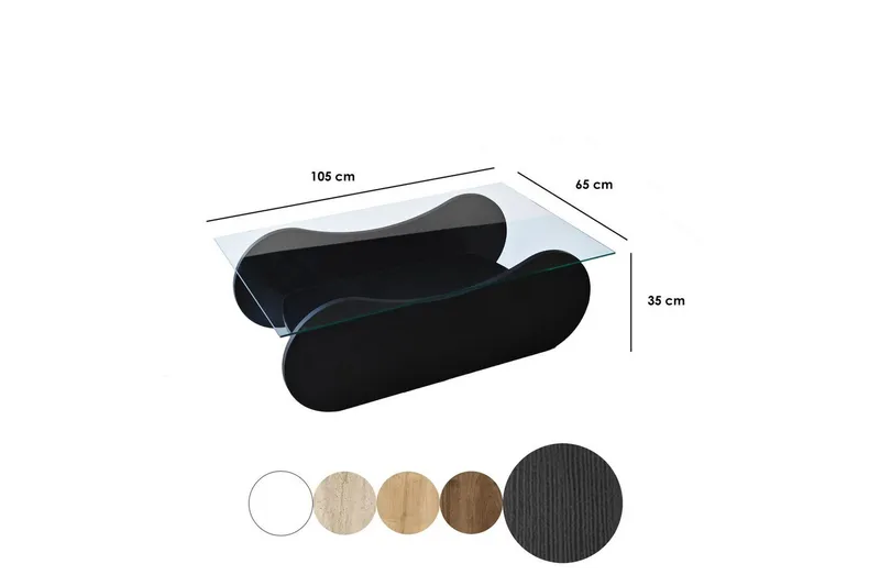 Sofabord Tevrin Svart / Transparent - Svart / Transparent - Møbler - Bord - Sofabord