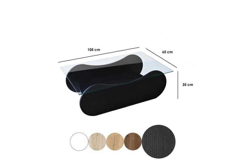 Sofabord Tevrin Svart / Transparent - Svart / Transparent - Møbler - Bord - Sofabord