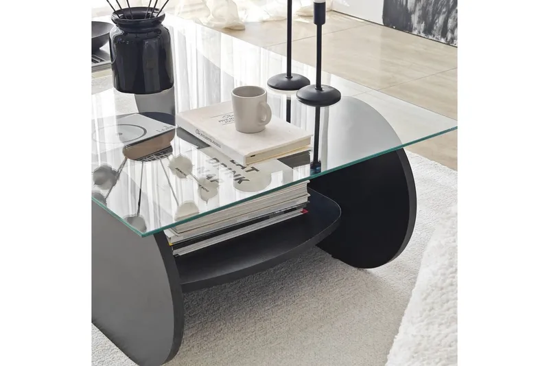 Sofabord Tevrin Svart / Transparent - Svart / Transparent - Møbler - Bord - Sofabord