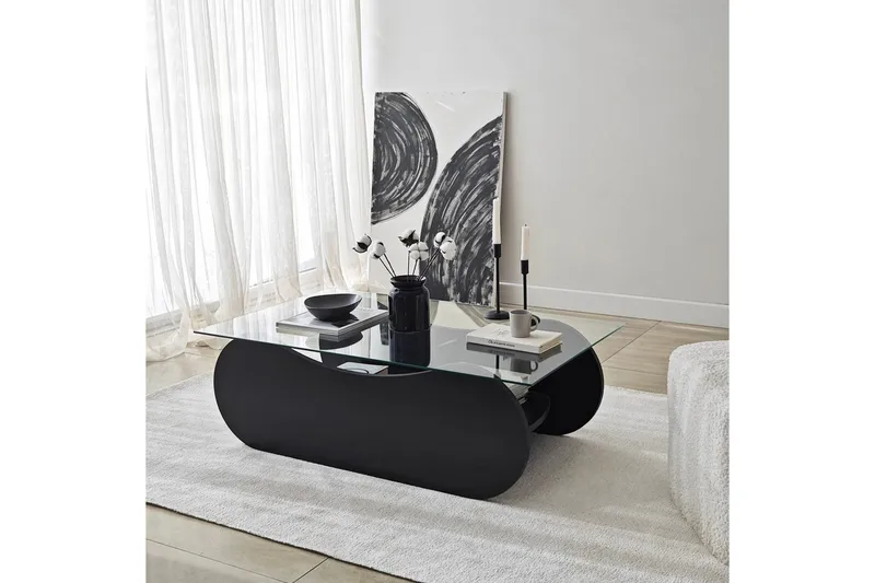 Sofabord Tevrin Svart / Transparent - Svart / Transparent - Møbler - Bord - Sofabord