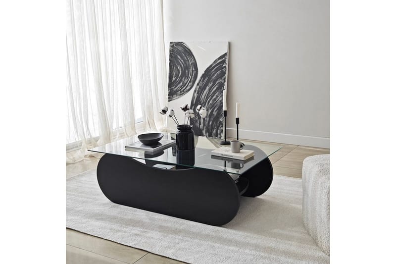 Sofabord Tevrin Svart / Transparent - Svart / Transparent - Møbler - Bord - Sofabord