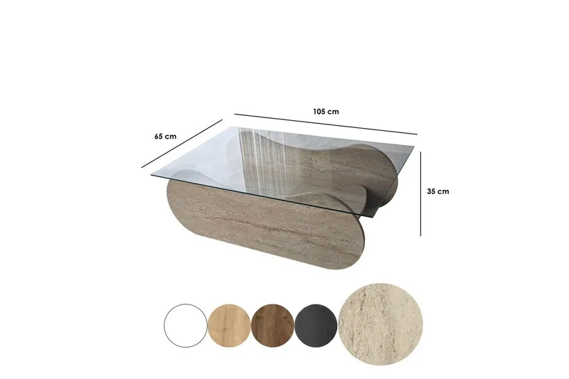 Sofabord Tevrin Travertin / Transparent - Travertin / Transparent - Møbler - Bord - Sofabord