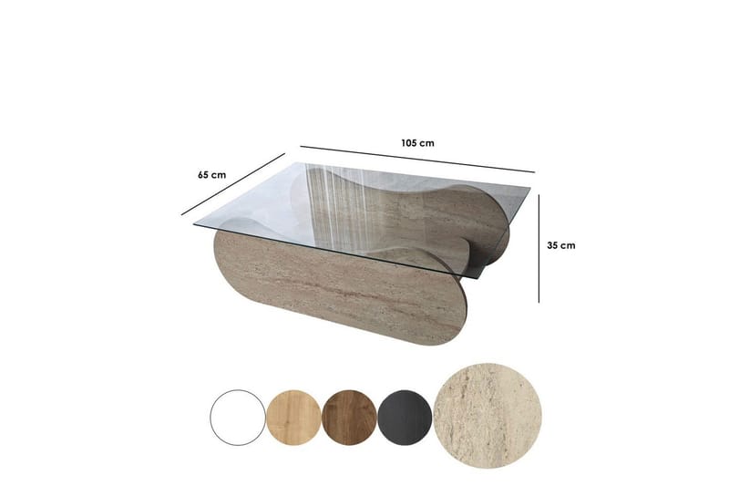 Sofabord Tevrin Travertin / Transparent - Travertin / Transparent - Møbler - Bord - Sofabord