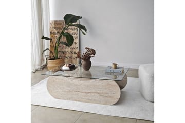 Sofabord Tevrin Travertin / Transparent - Travertin / Transparent - Møbler - Bord - Sofabord