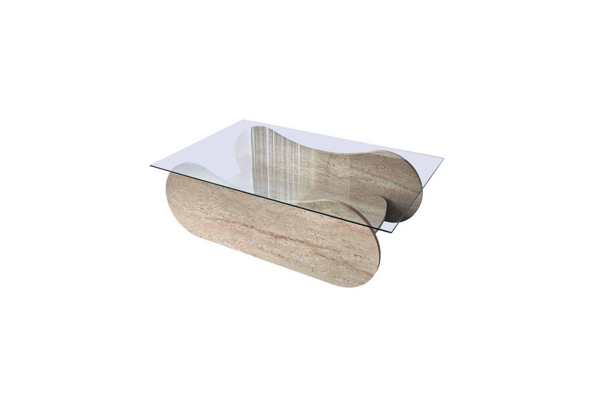 Sofabord Tevrin Travertin / Transparent - Travertin / Transparent