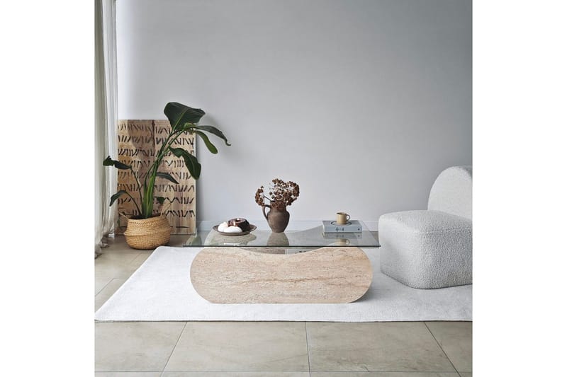 Sofabord Tevrin Travertin / Transparent - Travertin / Transparent - Møbler - Bord - Sofabord
