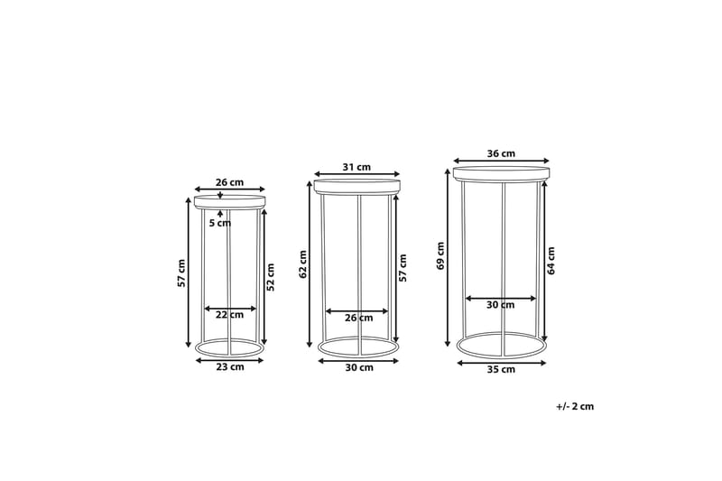 Texon Settbord 36 cm 3-pk - Svart - Møbler - Bord - Sofabord