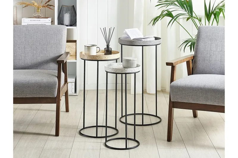 Texon Settbord 36 cm 3-pk - Svart - Møbler - Bord - Sofabord