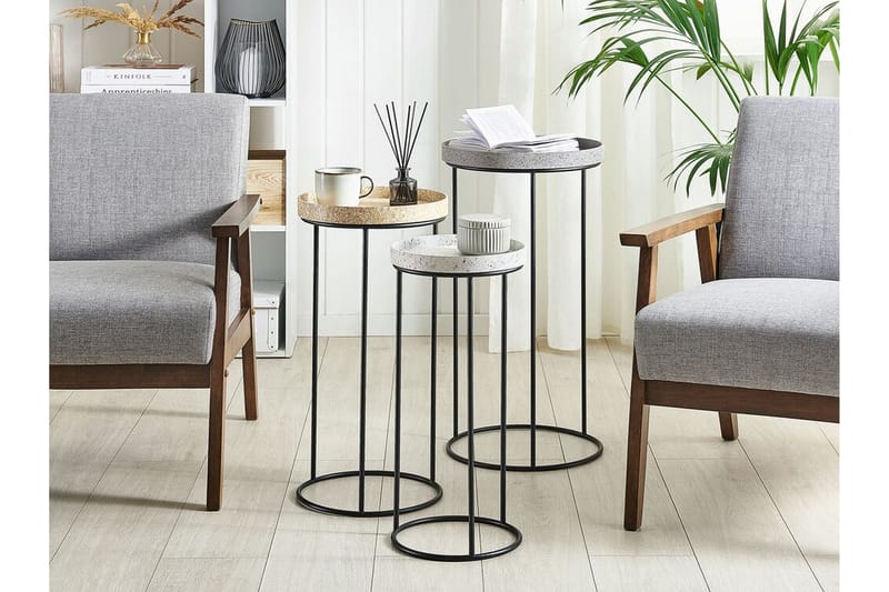 Texon Settbord 36 cm 3-pk - Svart - Møbler - Bord - Sofabord