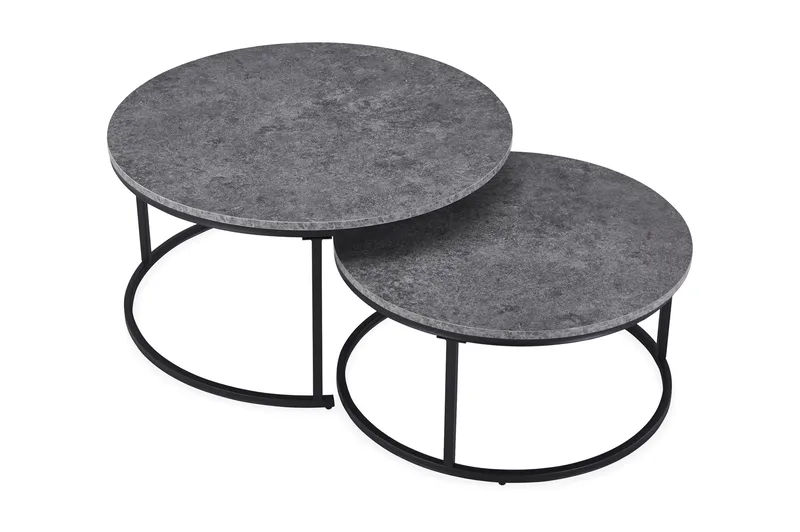 Thyra rundt satsbord 90 cm 2 bord - Grå / svart - Møbler - Bord - Sofabord